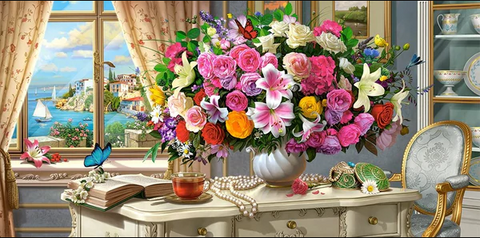 summer flowers & cup of a tea